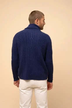 GARMA veste col châle bleu nuit