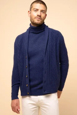 GARMA veste col châle bleu nuit