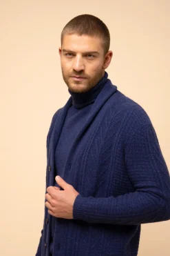 GARMA veste col châle bleu nuit