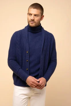 GARMA veste col châle bleu nuit