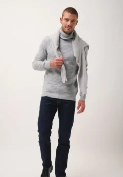GOBA pull col roulé nuage chiné
