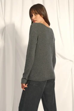 GRACE pull col bateau anthracite chiné