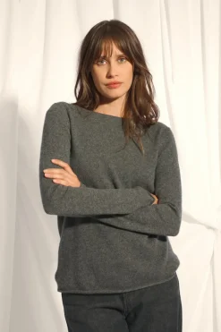 GRACE pull col bateau anthracite chiné