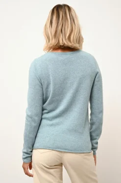 GRACE pull col bateau aqua chiné