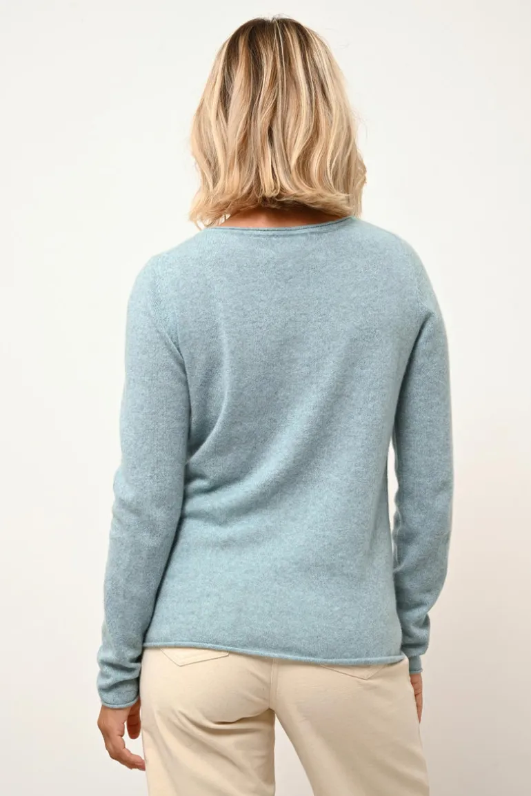 GRACE pull col bateau aqua chiné
