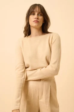 GRACE pull col bateau beige