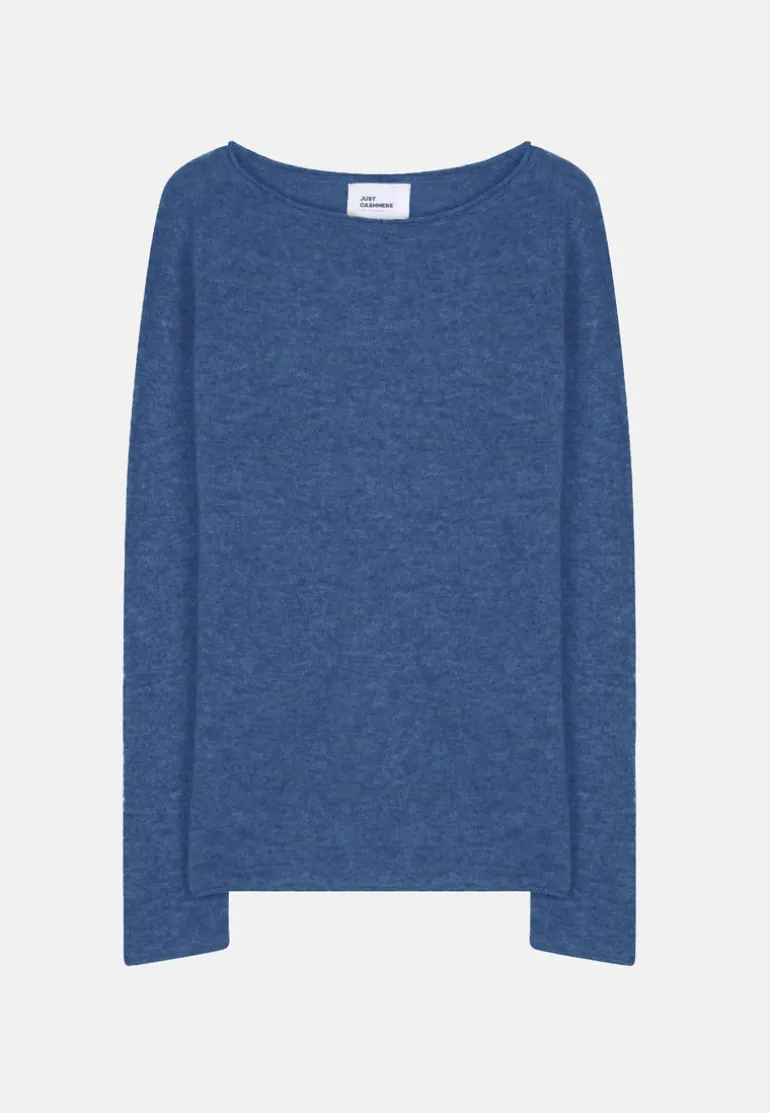 GRACE pull col bateau bleu denim