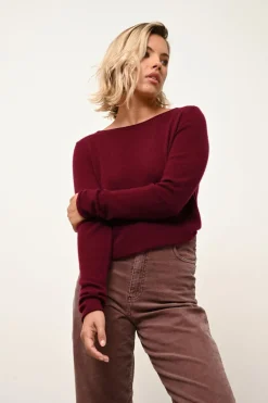 GRACE pull col bateau bordeaux