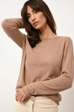 GRACE pull col bateau camel chiné