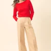 GRACE pull col bateau carmin