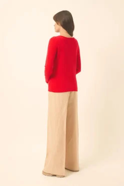GRACE pull col bateau carmin