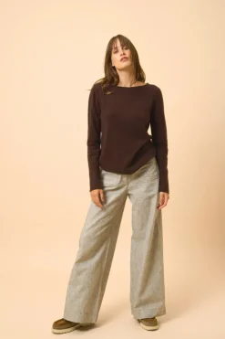 GRACE pull col bateau choco