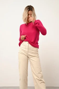 GRACE pull col bateau fuchsia