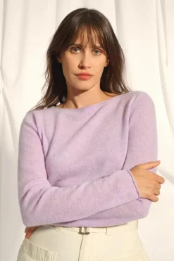 GRACE pull col bateau mauve chiné