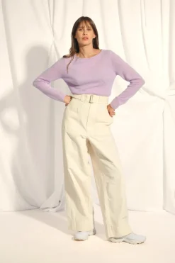 GRACE pull col bateau mauve chiné