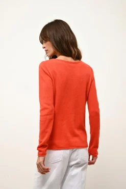 GRACE pull col bateau orange