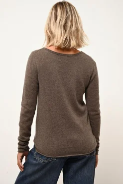 GRACE pull col bateau taupe chiné