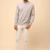 GUZMAN pull col tunisien gris clair chiné