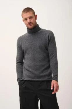 GYALWA pull col roulé anthracite chiné