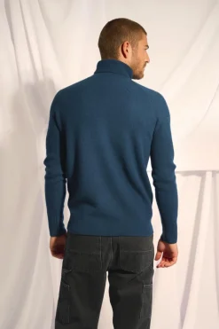 GYALWA pull col roulé bleu pétrole