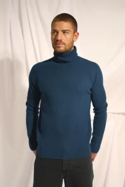 GYALWA pull col roulé bleu pétrole
