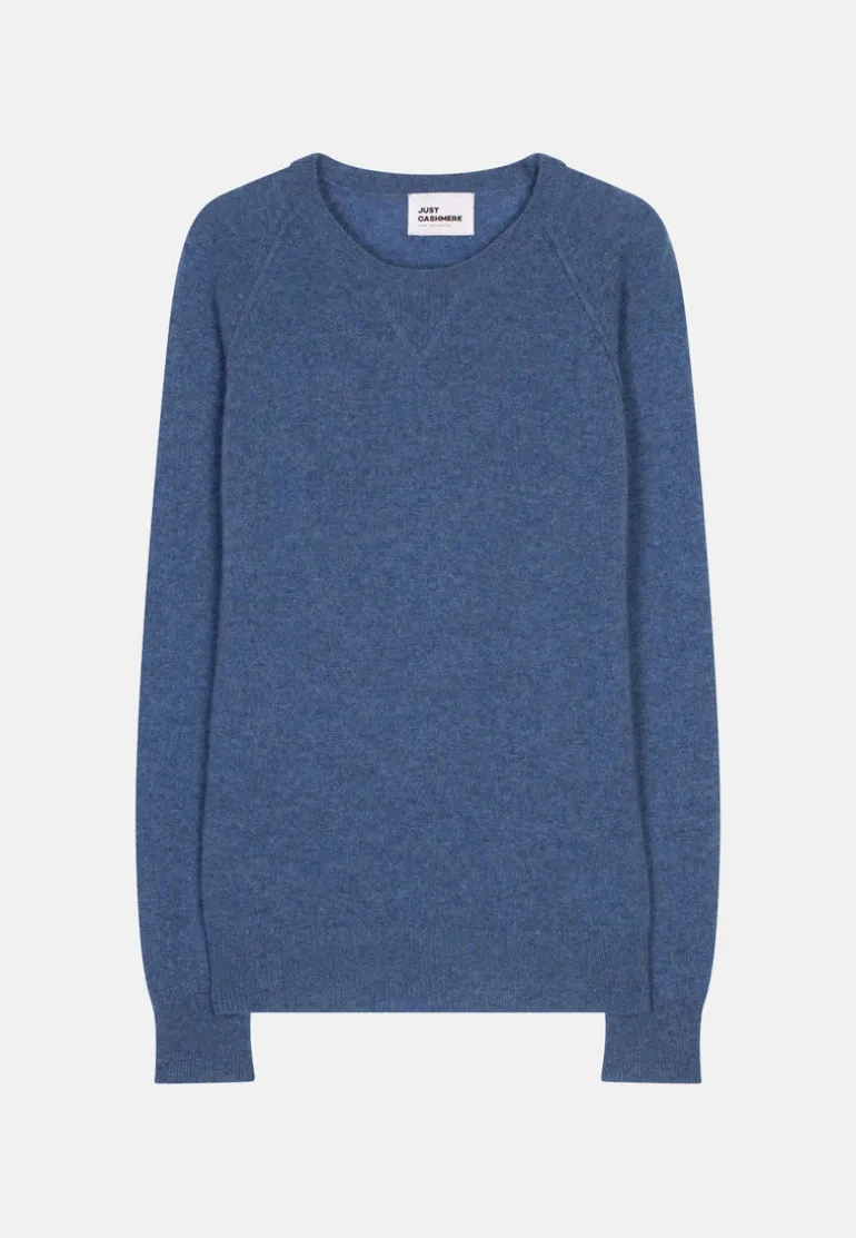 HELEN pull col rond bleu denim