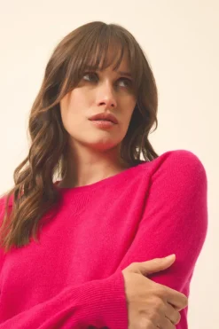 HELEN pull col rond fuchsia