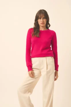 HELEN pull col rond fuchsia