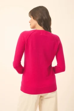 HELEN pull col rond fuchsia