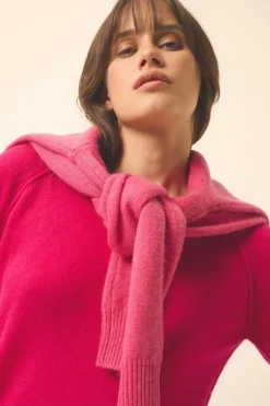HELEN pull col rond fuchsia