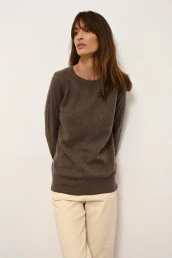 HELEN pull col rond taupe chiné