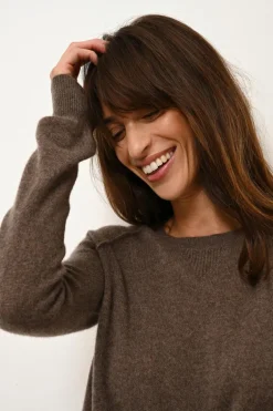 HELEN pull col rond taupe chiné
