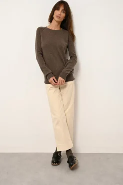 HELEN pull col rond taupe chiné