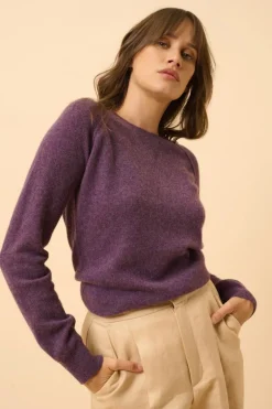 HELEN pull col rond violet chiné