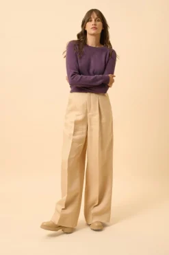 HELEN pull col rond violet chiné