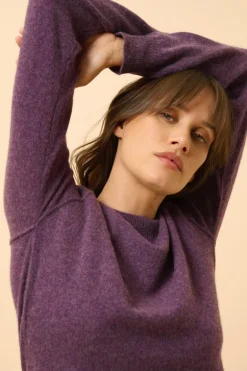 HELEN pull col rond violet chiné