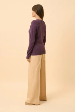 HELEN pull col rond violet chiné