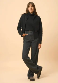 HELGA gilet col zippé capuche noir