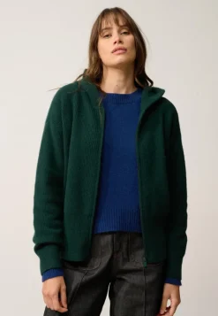 HELGA gilet col zippé capuche cyprès