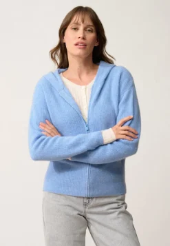 HELGA gilet col zippé capuche sky