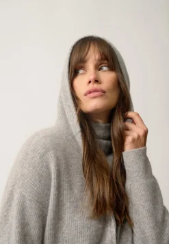 HELGA gilet col zippé capuche nuage chiné
