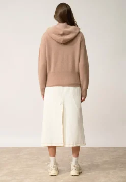 HELGA gilet col zippé capuche camel chiné