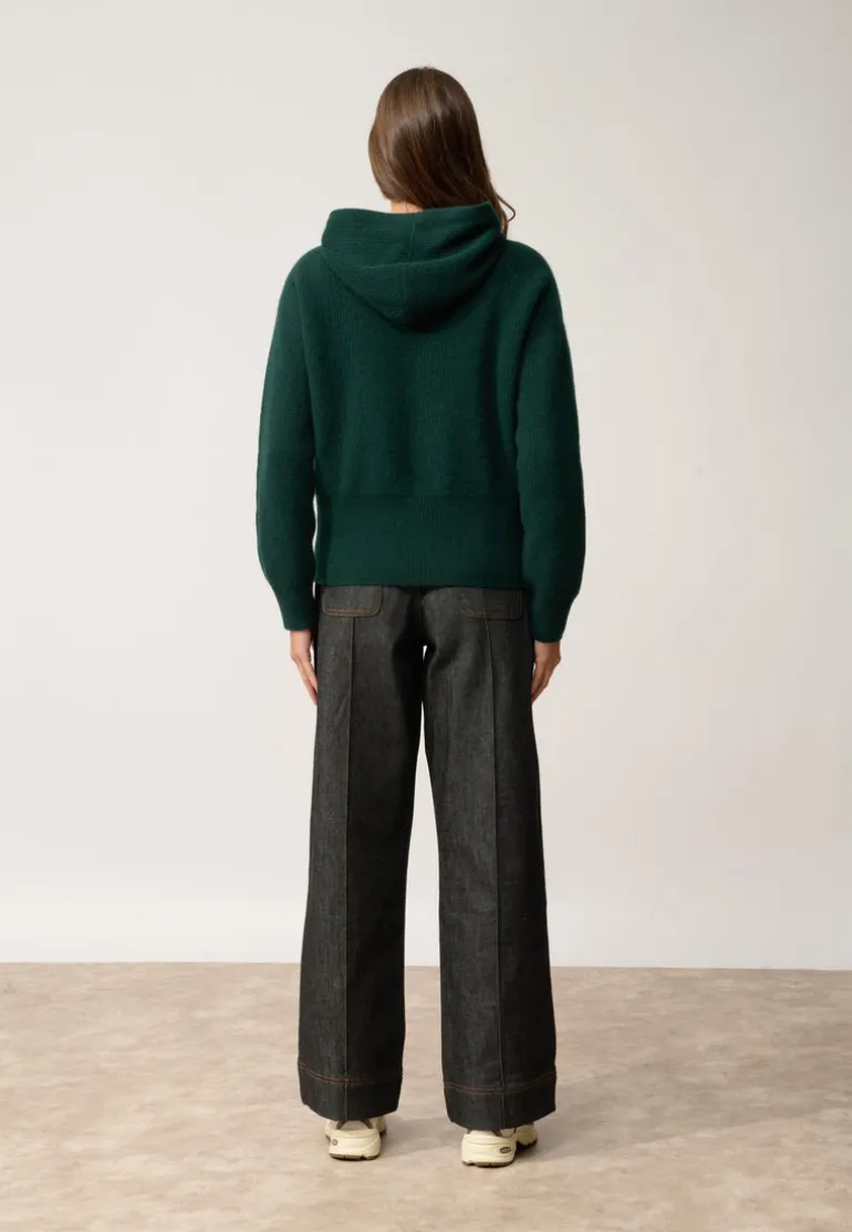 HELGA gilet col zippé capuche cyprès