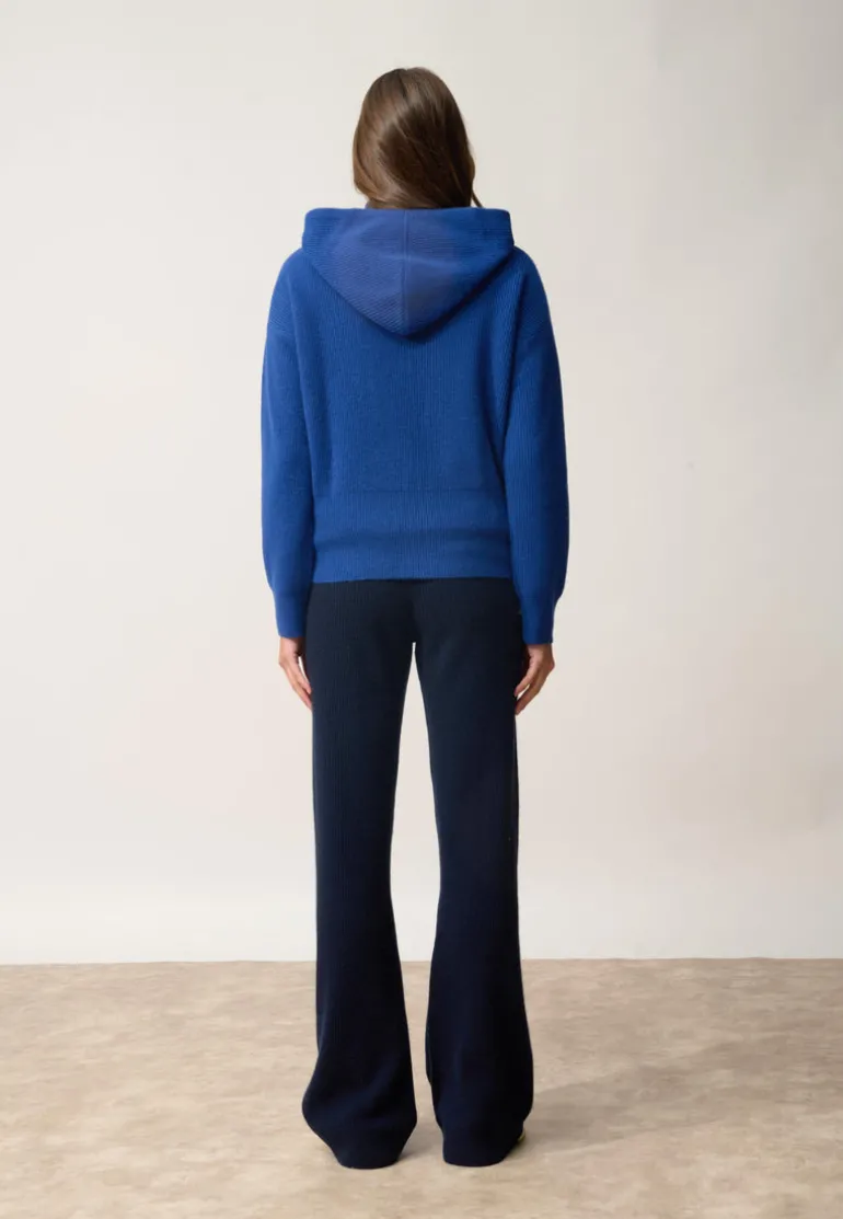 HELGA gilet col zippé capuche outremer