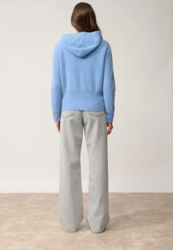 HELGA gilet col zippé capuche sky