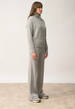 HELGA gilet col zippé capuche nuage chiné