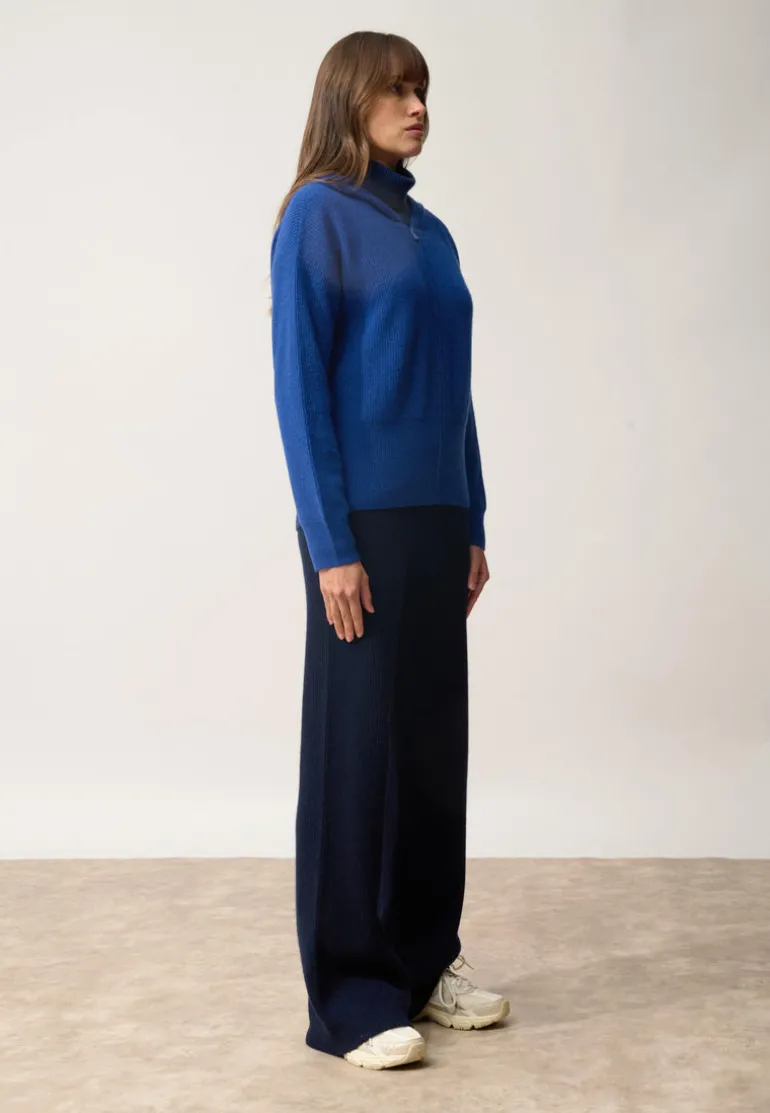 HELGA gilet col zippé capuche outremer