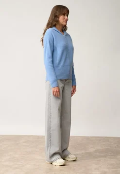 HELGA gilet col zippé capuche sky