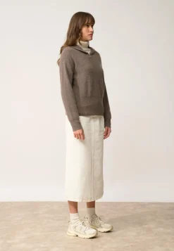HELGA gilet col zippé capuche taupe chiné