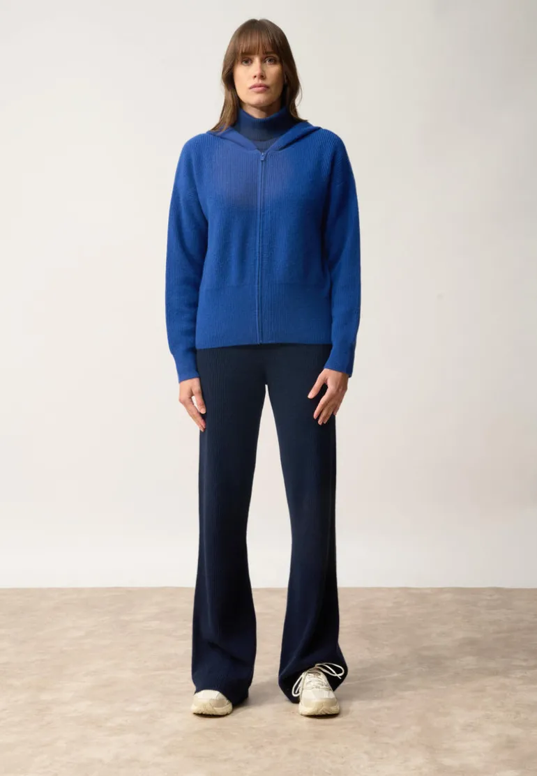 HELGA gilet col zippé capuche outremer